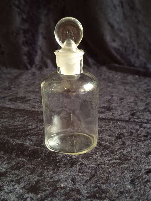 Vintage Clear Chemistry Lab Glass Bottle.