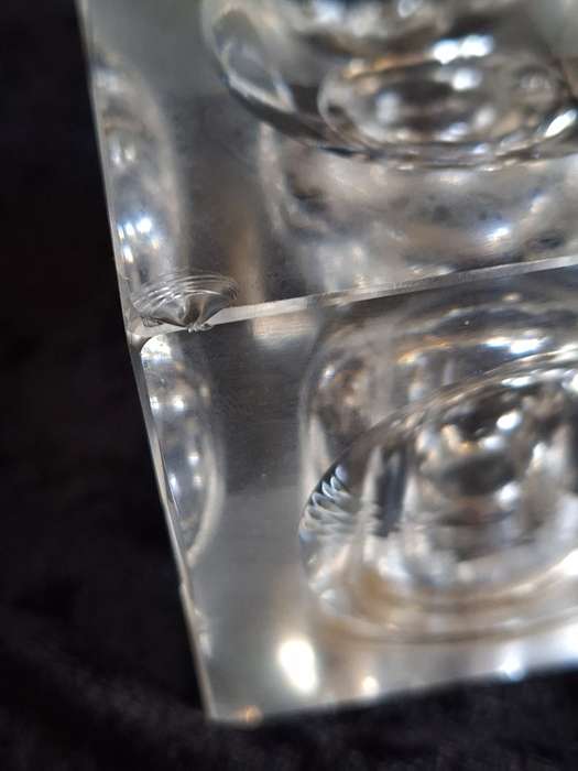 Stunning Vintage 1970's Cut Glass Desk Lighter and Ashtray Set