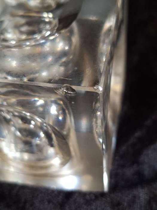 Stunning Vintage 1970's Cut Glass Desk Lighter and Ashtray Set