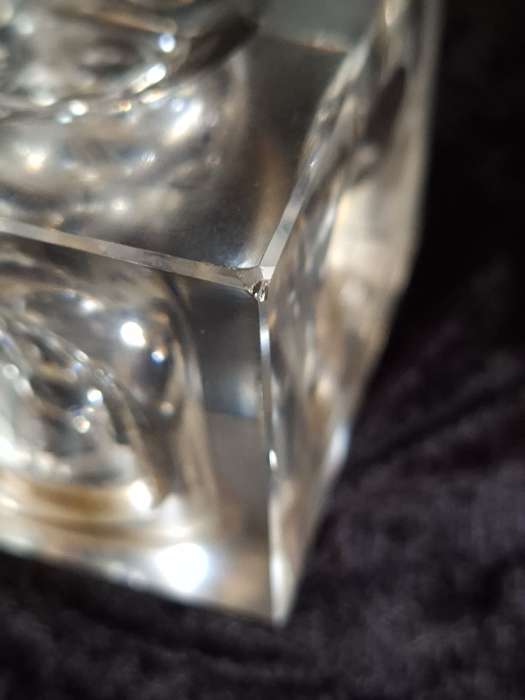 Stunning Vintage 1970's Cut Glass Desk Lighter and Ashtray Set
