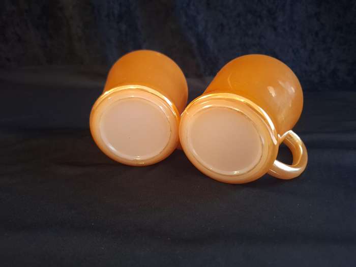 Stunning Set of 2 Vintage Luster Glass Mugs