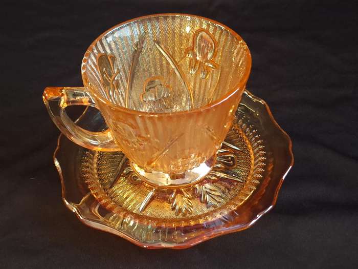 Stunning Vintage Carnival Pressed Glass Duo - A.
