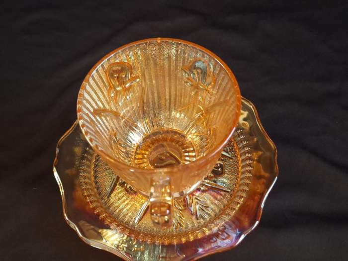 Stunning Vintage Carnival Pressed Glass Duo - A.