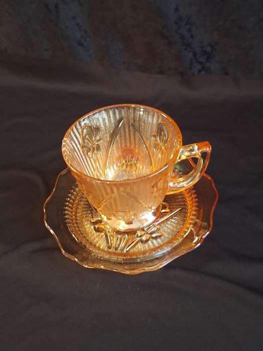 Stunning Vintage Carnival Pressed Glass Duo - E.