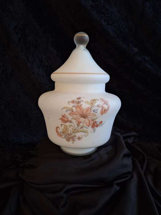Stunning Vintage Italian Empoli Satin Glass Jar.