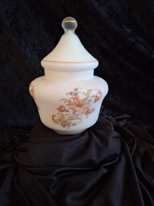 Stunning Vintage Italian Empoli Satin Glass Jar.