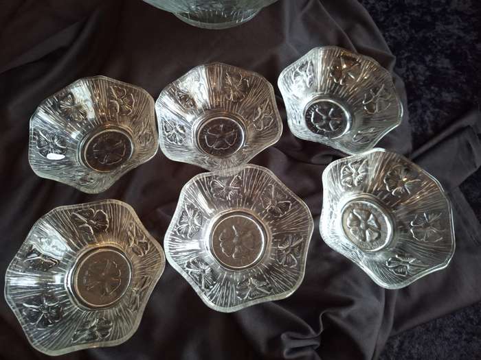 Beautiful Vintage Italian Pressed Glass Dessert Set.
