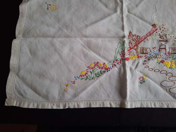 Beautiful Vintage Embroidered Tray Cloth - C.