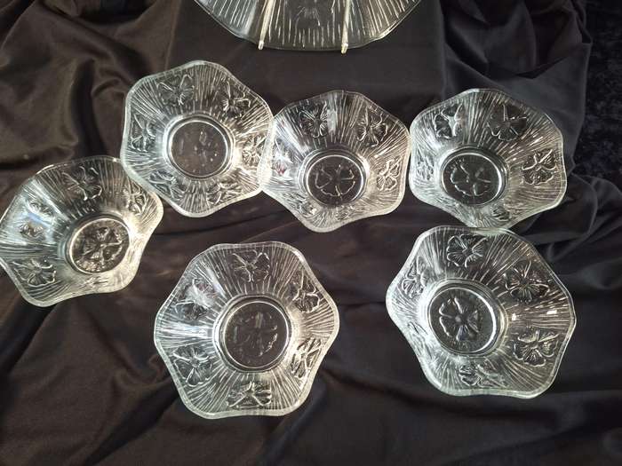 Beautiful Vintage Italian Pressed Glass Dessert Set.