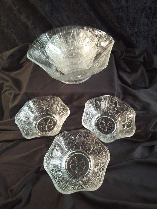 Beautiful Vintage Italian Pressed Glass Dessert Set.