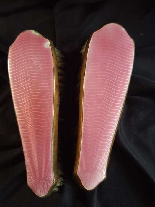 Beautiful Art-Deco Pink Enamel Dressing Table Set.