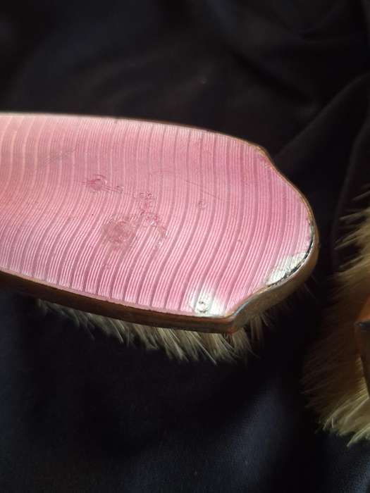 Beautiful Art-Deco Pink Enamel Dressing Table Set.
