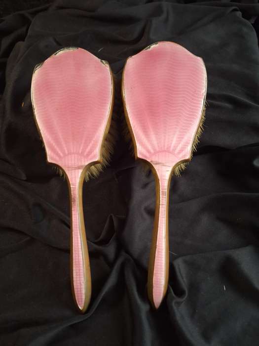 Beautiful Art-Deco Pink Enamel Dressing Table Set.