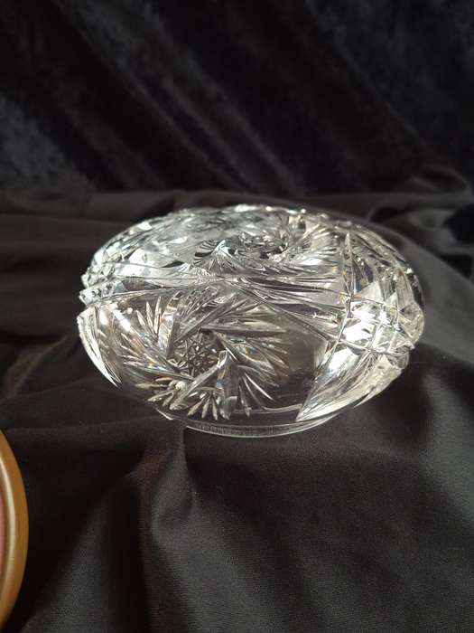 Beautiful Art-Deco Pink Enamel and Crystal Dressing Table Trinket.
