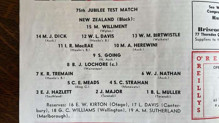1967 New Zealand vs Australia at Athletic Park Programme, details below