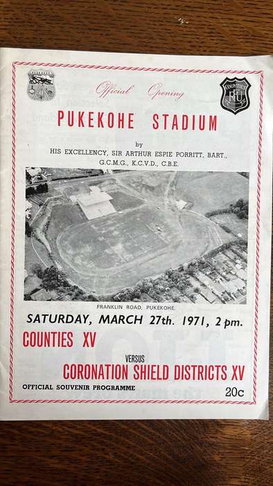 1971 Counties XV vs Coronation Shield Districts XV at Pukekohf Stadium Programme, details below