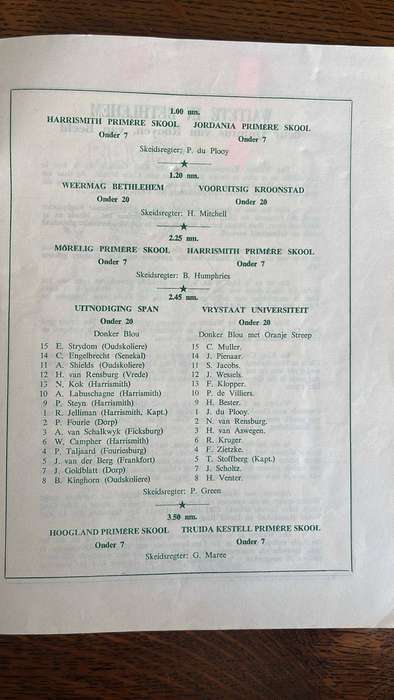 1975 Maluti Uitnodigingspan vs Waitete Nieu Seeland Program, details below