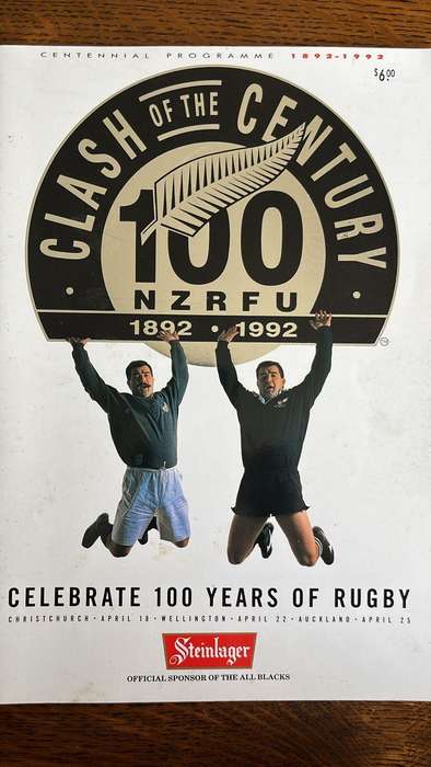 1992 Clash of The Century - All Blacks vs World Invitation XV Programme, details below