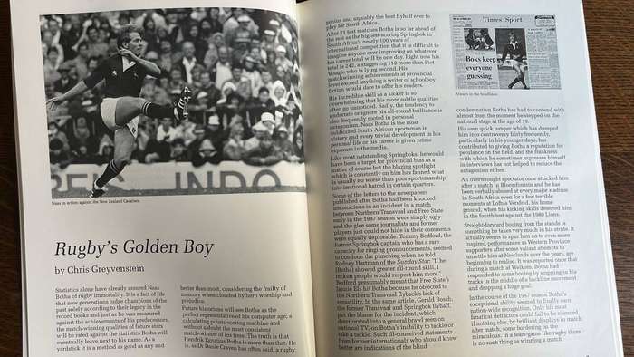 Naas Botha Rugby's Golden Boy - South African Sporting Greats, details below