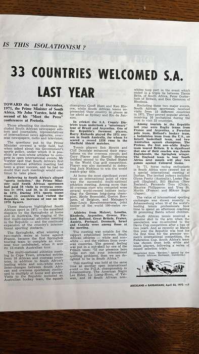 1972 Barbarians vs Auckland at Eden Park Programme, details below