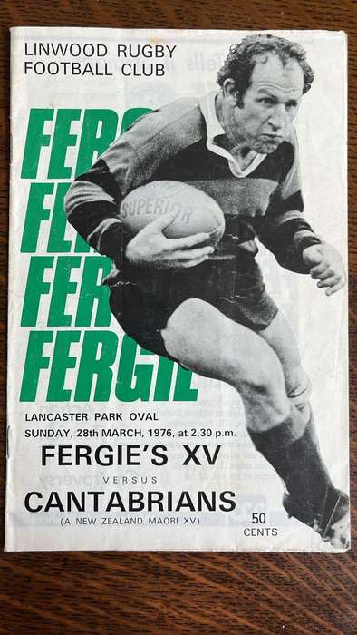 1976 Fergie's XV vs Catabrians at Lancaster Park Programme, details below