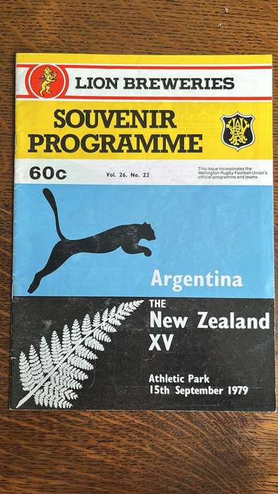 1979 Argentina vs New Zealand at Athletic Park Programme, Signed, details below
