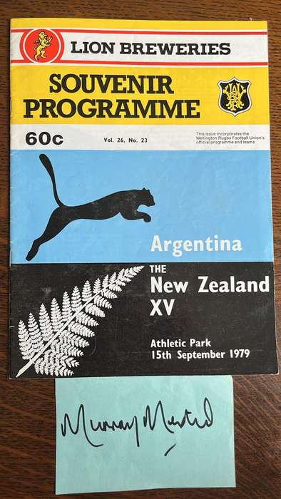 1979 Argentina vs New Zealand at Athletic Park Programme, Signed, details below