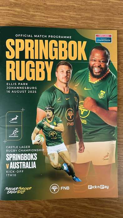 2025 Springboks vs Australia at Ellis Park Stadium Programme, details below