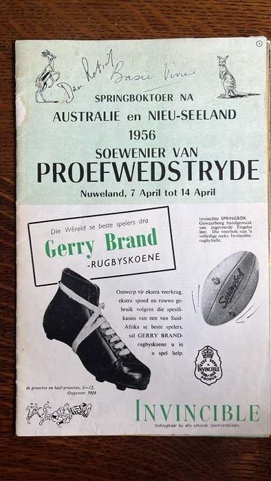 1956 Springbok Tour to Australasia Trials Pack, details below