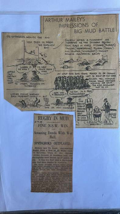 From Dai Williams Collection - 1937 Springboks Australasian Tour Scrapbook, details below