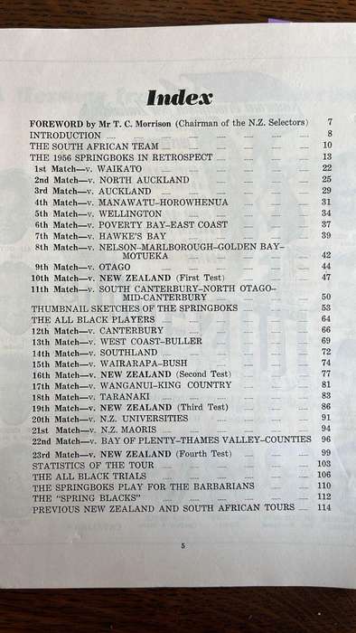 1956 Springboks in New Zealand, details below