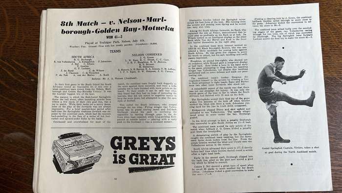 1956 Springboks in New Zealand, details below