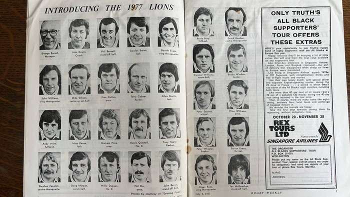 1977 British Lions vs Wellington at Athletic Park Programme, details below