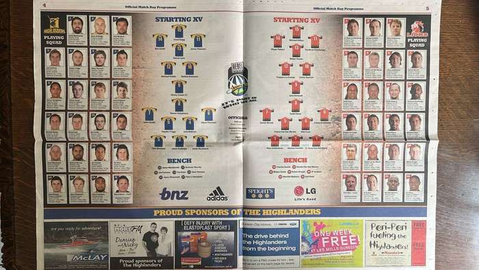 2010 Otago Highlanders vs  Transvaal Lions at Carisbrook Programme, details below