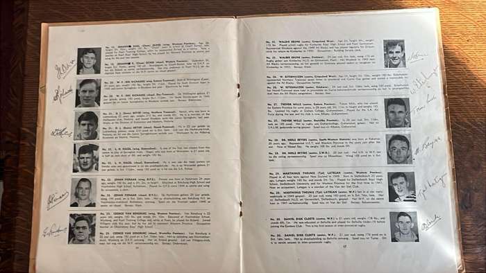 1951 Springbok Rugby Trials at Newlands Souvenir Programme, Signed Pen Pictures, details below