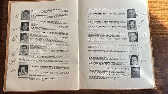 1951 Springbok Rugby Trials at Newlands Souvenir Programme, Signed Pen Pictures, details below