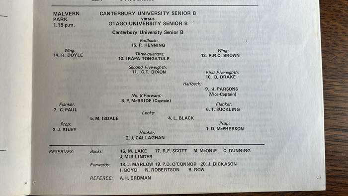 1972 California Rugby Tour - University of Canterbury vs Grizzlies Souvenir Programme, details below