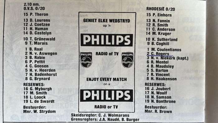 1990 Western Province vs Transvaal at Newlands Baumgarten Signed Programme, details below