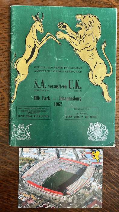 1962 Springboks vs British Lions at Ellis Park Programme, details below