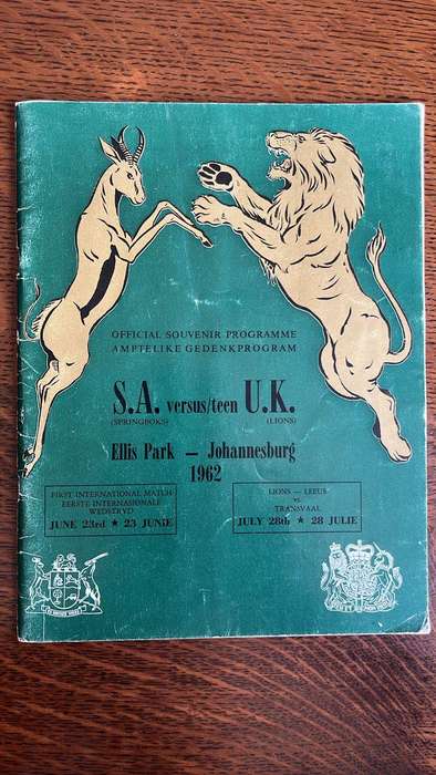 1962 Springboks vs British Lions at Ellis Park Programme, details below