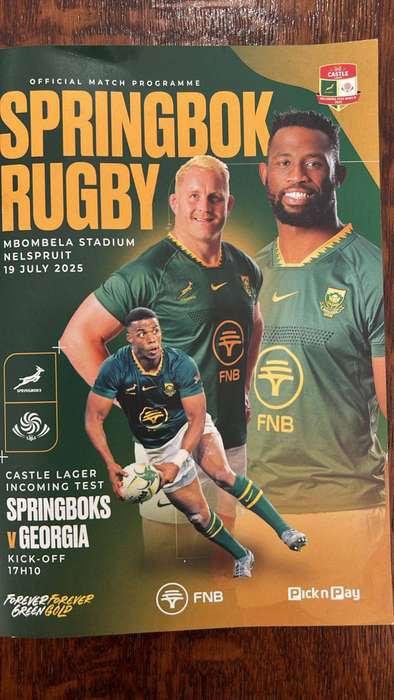2025 Springboks vs Georgia at Mbombela Stadium Programme, details below