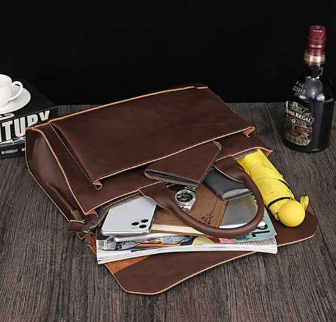Pu Leather Shoulder Messenger Business Computer Briefcase For Men Women