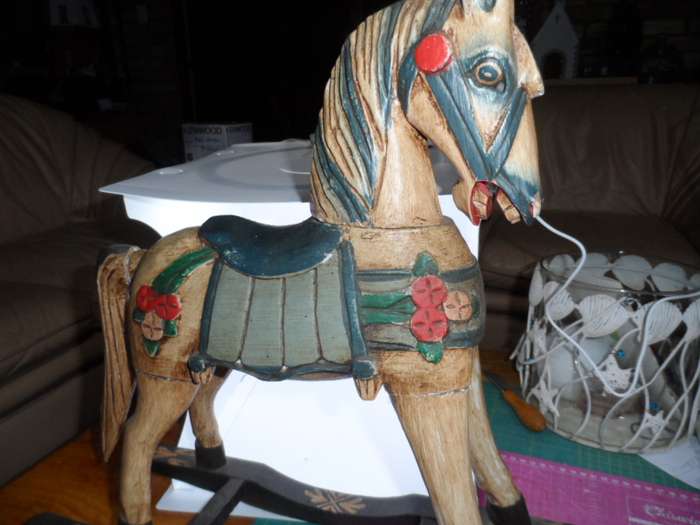 BALI WOODEN HORSE ORNAMENT 46 CM TALL