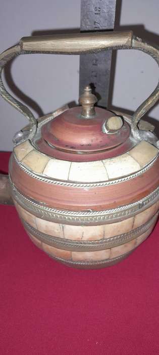 Vintage Moroccan Copper & Bone Kettle