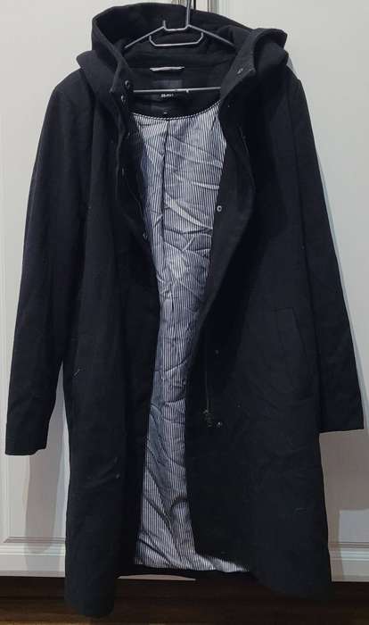 Long black coat with hoodie