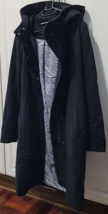 Long black coat with hoodie