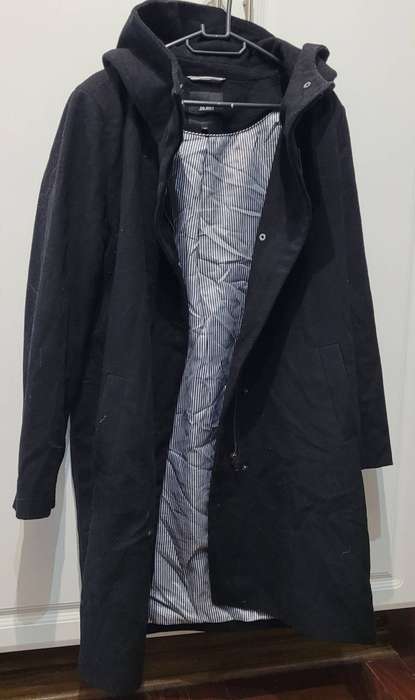 Long black coat with hoodie