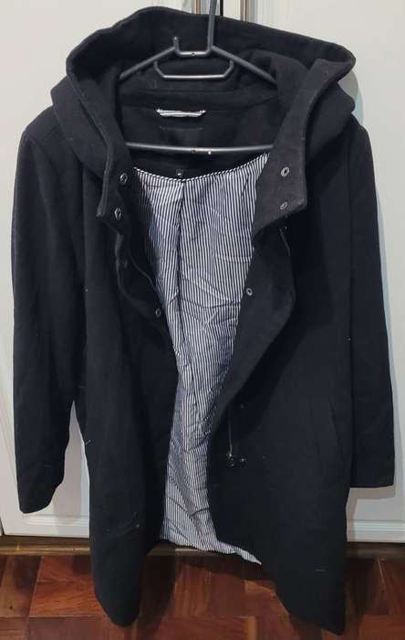 Long black coat with hoodie