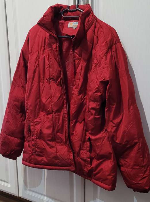 Red puffer style jacket