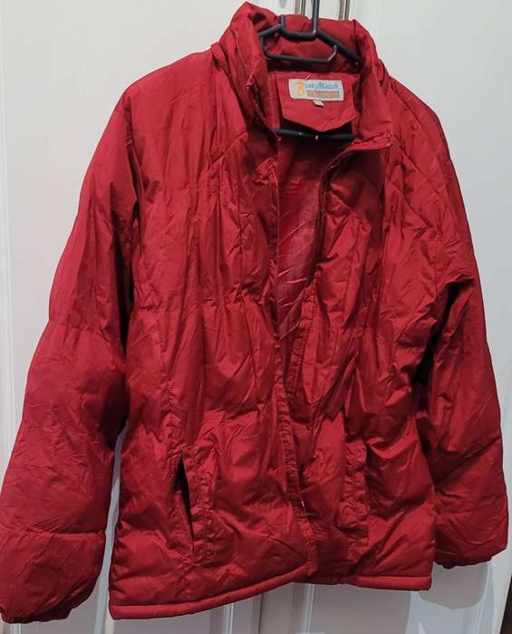 Red puffer style jacket